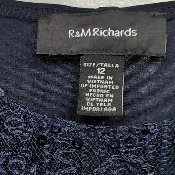R&M Richards Womens 12 Navy Blue Sparkle Cardigan dr ss Set NWT m27 - Picture 7 of 9